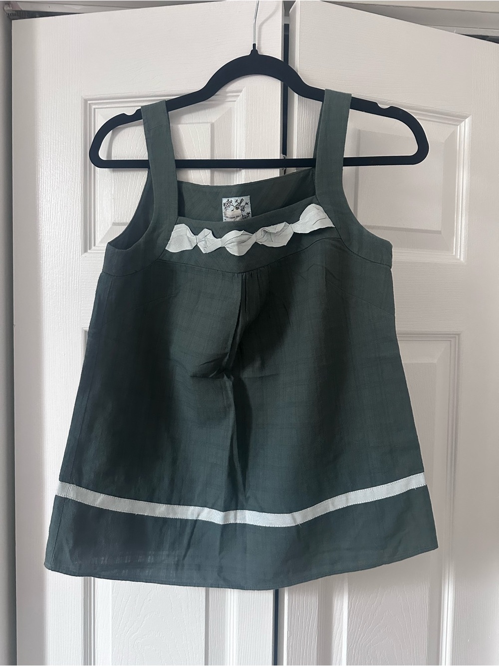 Anthropologie Olive Green Tank with White Trim